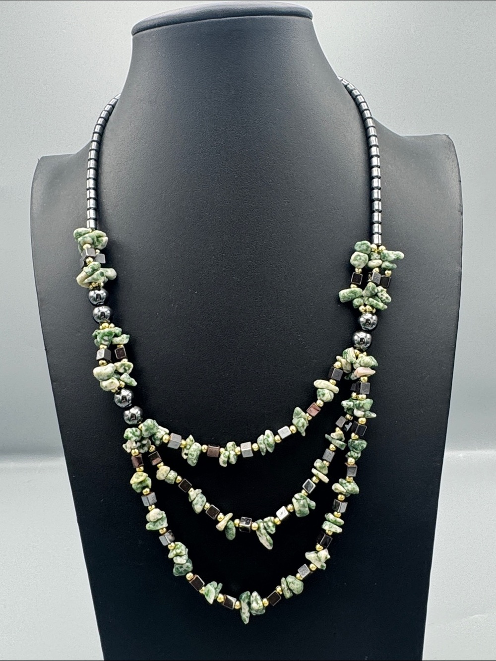 Green Multi-Strand Gemstone Necklace